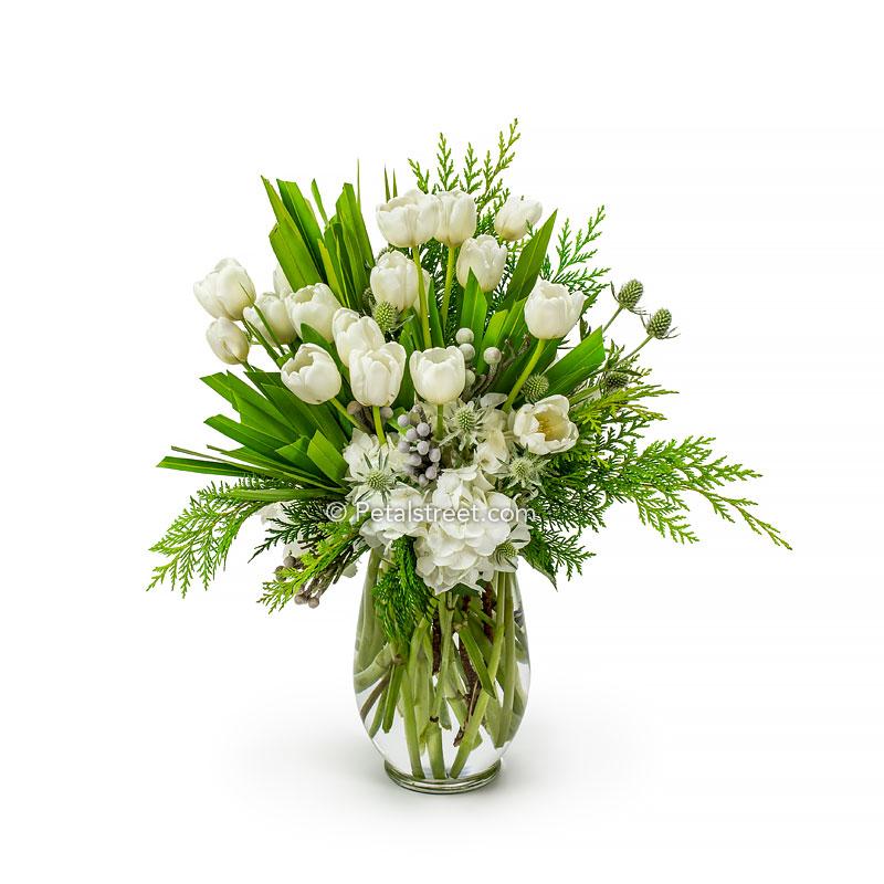 white tulip arrangements